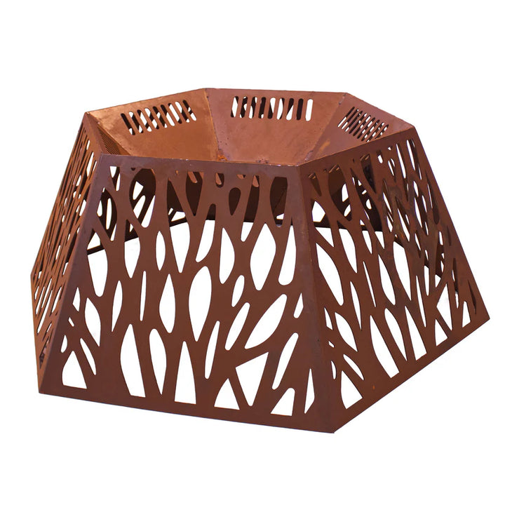 Feuerstelle Hexagon – moderne Feuerstelle aus Stahl für Garten und Terrasse
