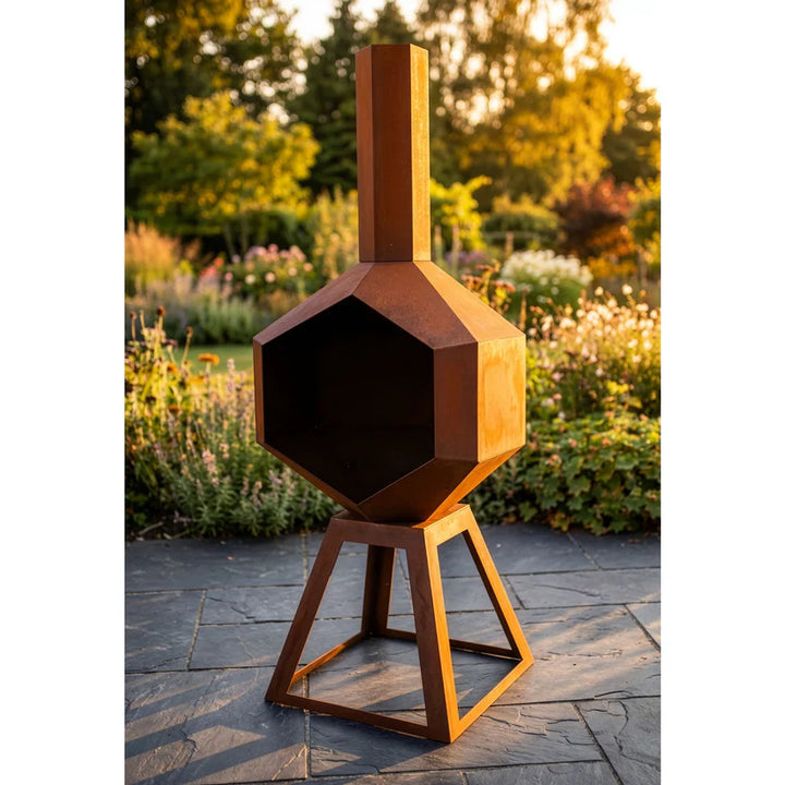 Feuerstelle Sphaera – moderne Design Feuerstelle aus Stahl für Garten und Terrasse