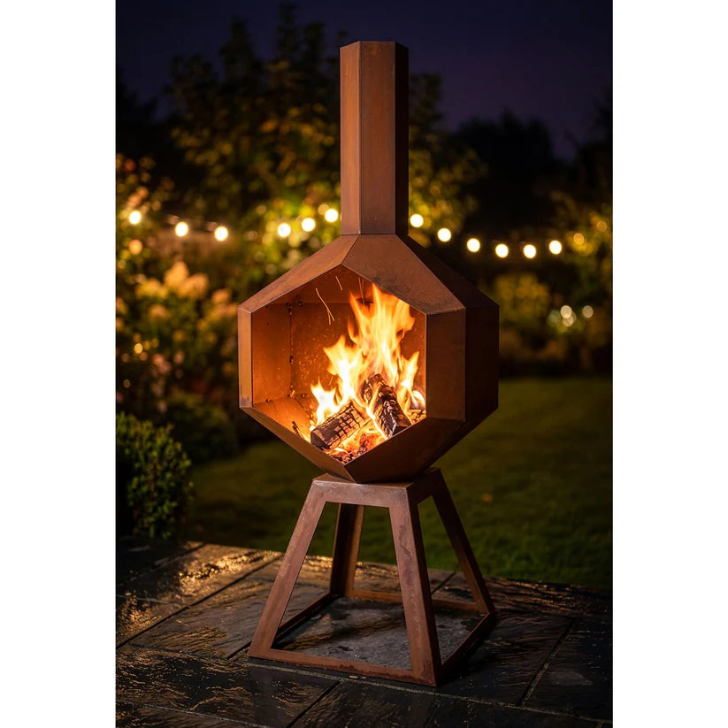 Feuerstelle Sphaera – moderne Design Feuerstelle aus Stahl für Garten und Terrasse