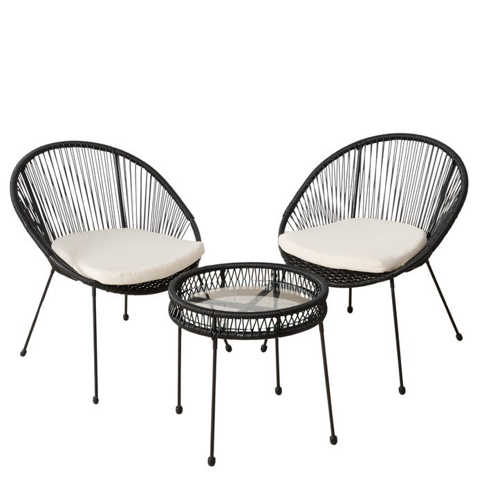 Lounge Möbelset Vigo 3 teilig mit Tisch und Sitzkissen