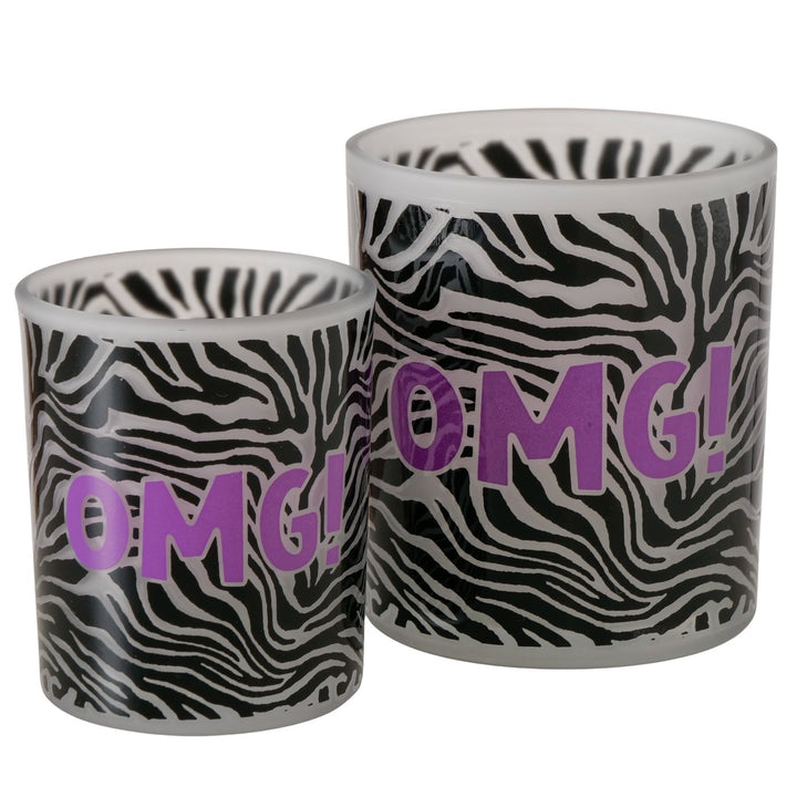 Windlicht Zebra OMG 2er Set aus Glas, modern mit Animal Print