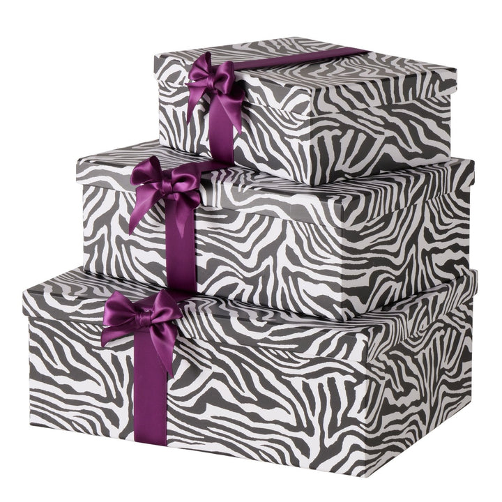 Geschenkboxen Zebra 3er Set, dekorative Aufbewahrungsboxen mit Animal Print