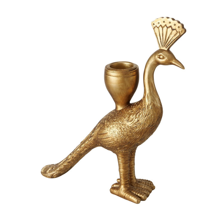 Kerzenleuchter Paon Pfau Gold – dekorativer Kerzenhalter mit Glanz Effekt
