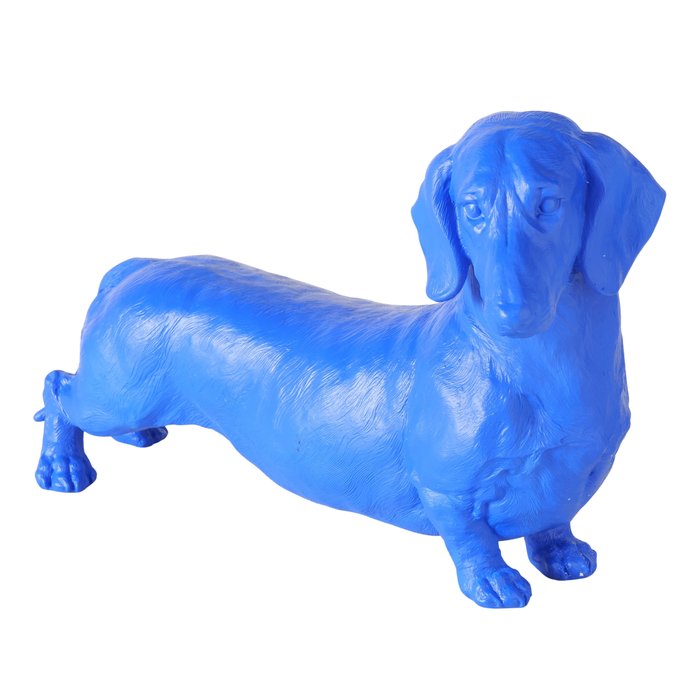 Figur Wuffy – moderner Dackel in elegantem Matt-Blau