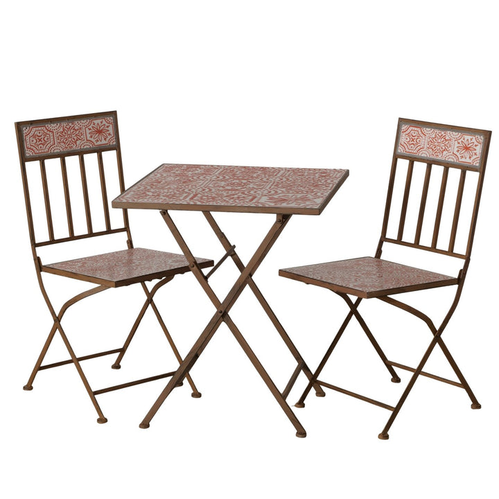 Gartenmöbelset Rosso 3 teilig aus Metall und Keramik