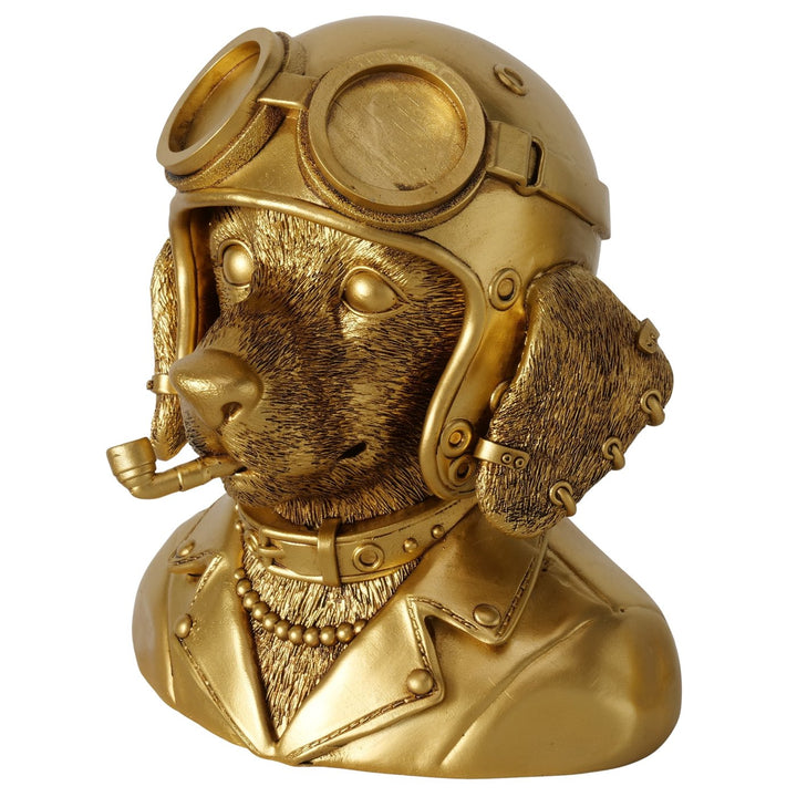 Dekoaufsteller Golden Aviator Dog – stilvolle Hundefigur im Pilotenlook