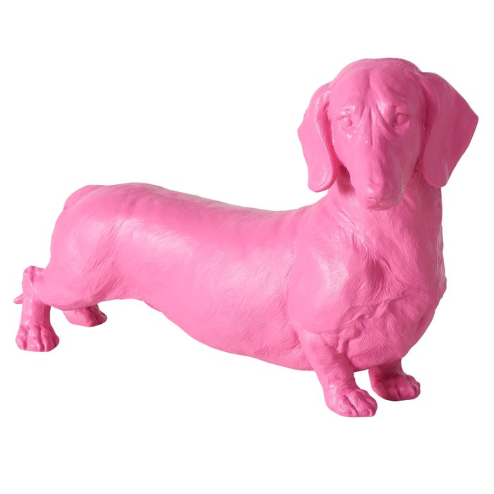 Figur Wuffy – moderner Dackel in trendigem Matt-Pink