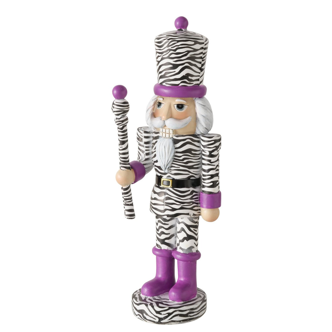 Nussknacker Zebra Design aus Kunstharz, handgemalt, 30,5 cm hoch