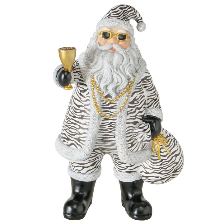Weihnachtsfigur Santa Zebra aus Kunstharz, handgemalt, 30,5 cm hoch