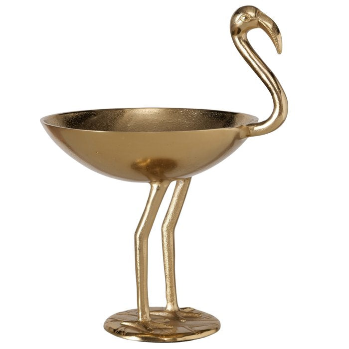 Schale Kimana – dekorative Metallschale in Vogeloptik aus Aluminium in Gold