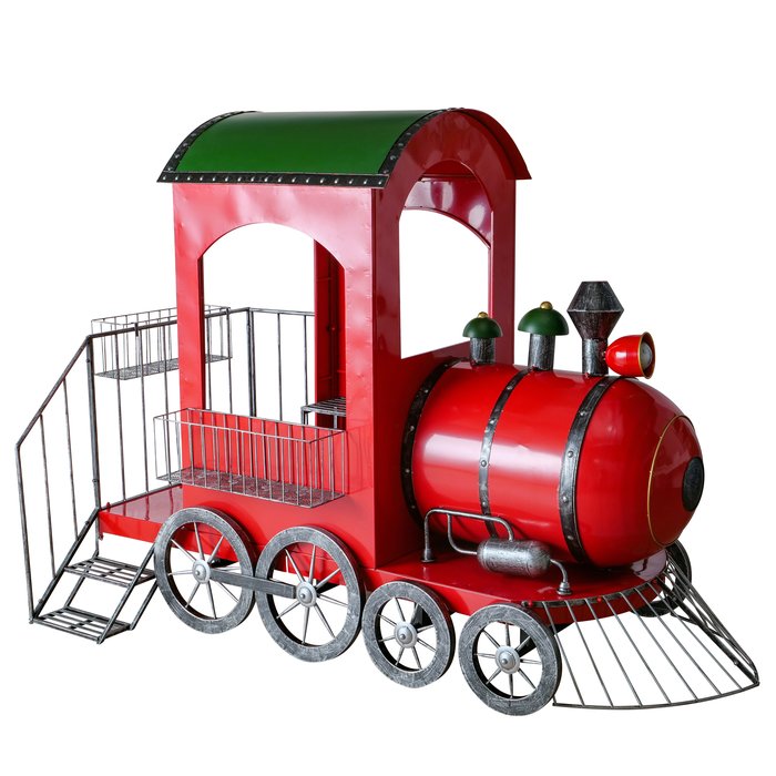 Dekoaufsteller Zug – XXL Metall Lokomotive in Rot