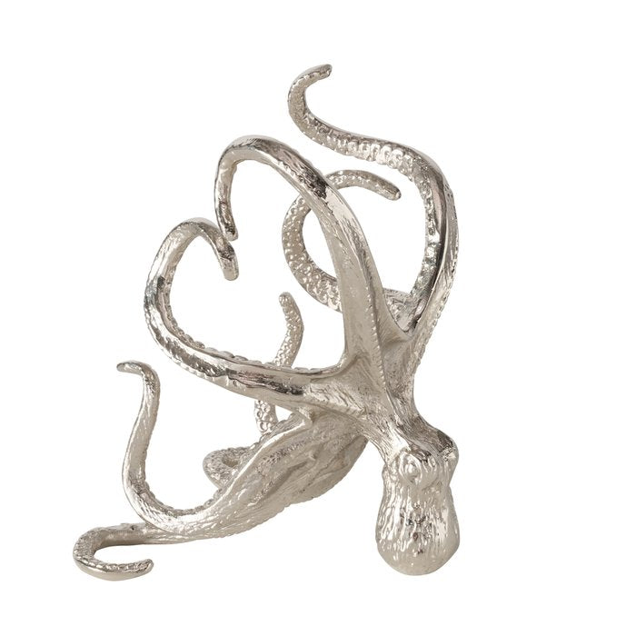 Flaschenträger Octo – dekorativer Flaschenhalter aus Aluminium in Silber