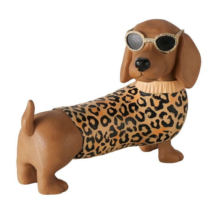 Dekofigur Hund Collyn mit Leo Design aus Kunstharz, handgearbeitet, 25 cm lang