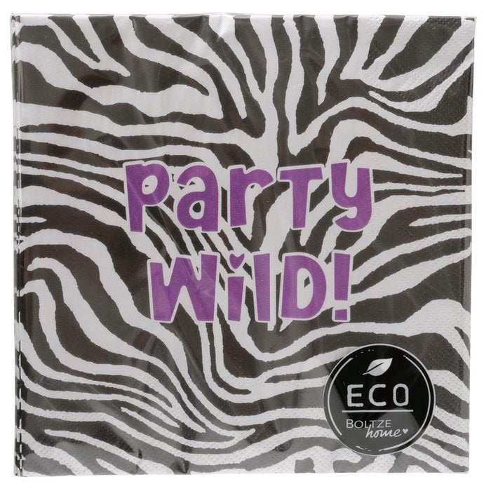 Servietten Zebra Party Wild 2er Set aus recyceltem Papier, quadratisch 16,5 cm