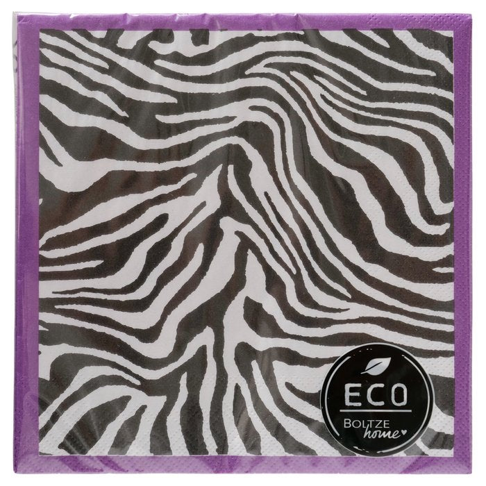 Servietten Zebra Party Wild 2er Set aus recyceltem Papier, quadratisch 16,5 cm