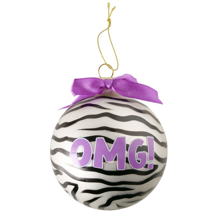 Weihnachtskugeln Zebra 12er Set aus Glas, handgemalt, 9 cm hoch