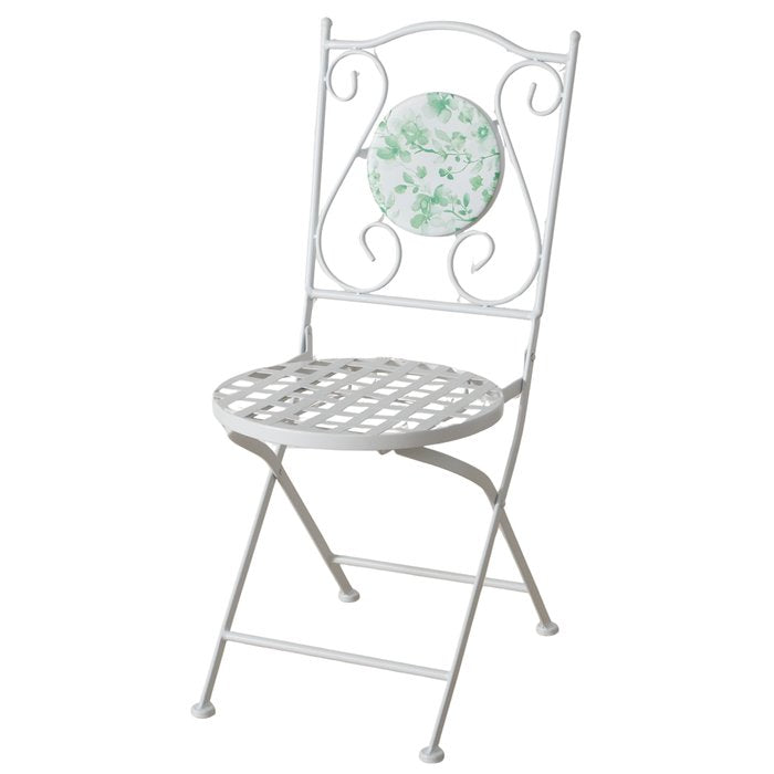 Gartenmöbelset Kate dreiteilig aus Metall in Weiß mit floralem Design