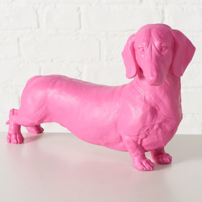 Figur Wuffy – moderner Dackel in trendigem Matt-Pink