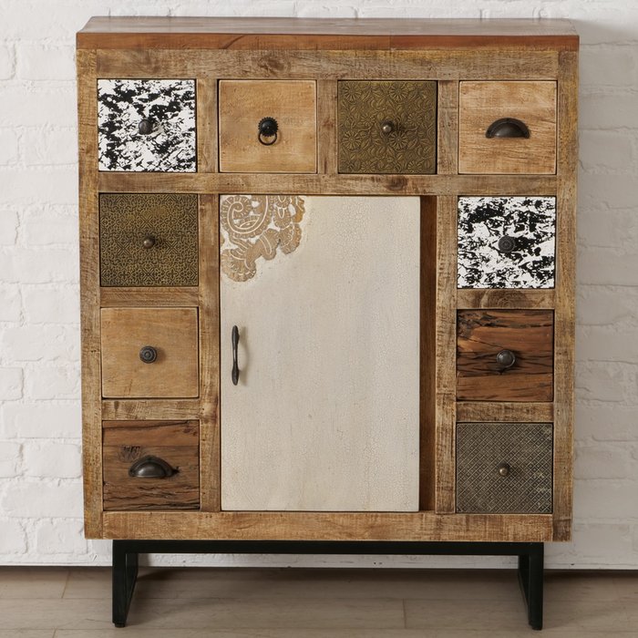 Schrank Gredoli aus Mango und recyceltem Holz im Usedlook