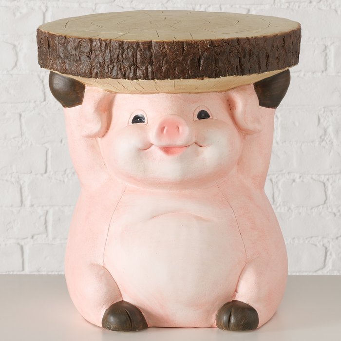 Tisch Piggy – Handgemalter Beistelltisch in Schweinform aus Keramik
