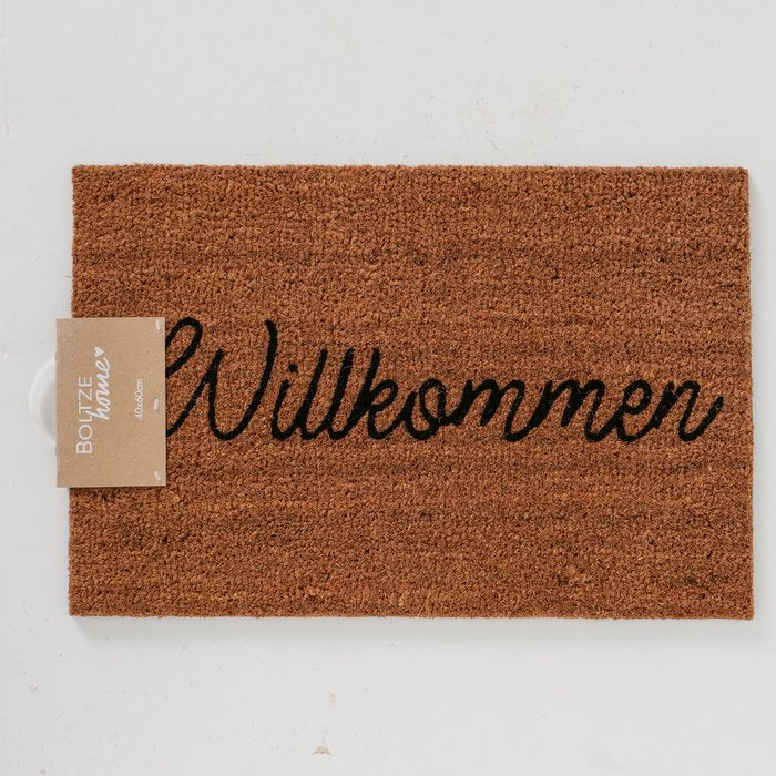Fußmatte Willkommen – klassische Kokos Fußmatte mit Schriftzug