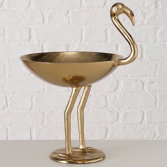 Schale Kimana – dekorative Metallschale in Vogeloptik aus Aluminium in Gold