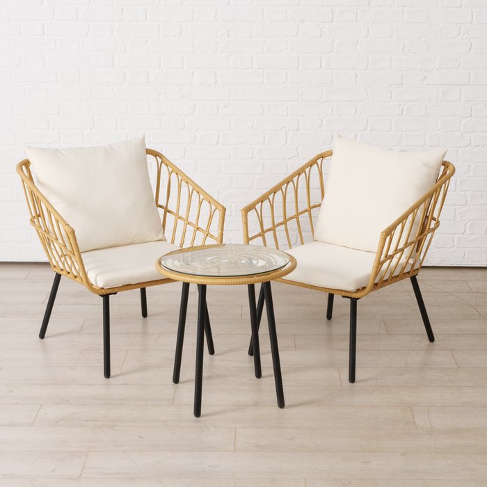 Lounge Möbelset Cascada 3 teilig mit Sitz und Rückenkissen