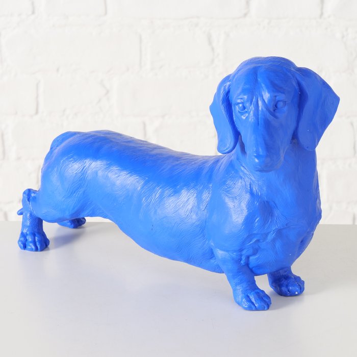 Figur Wuffy – moderner Dackel in elegantem Matt-Blau
