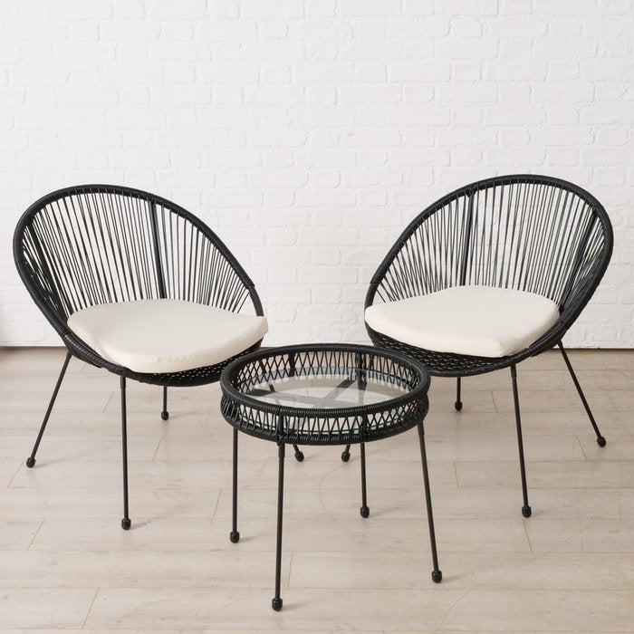Lounge Möbelset Vigo 3 teilig mit Tisch und Sitzkissen