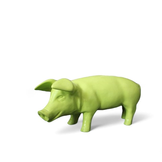 Schwein Figur Grün aus Kunstharz – moderne Deko Tierfigur für Garten und Wohnraum, 52 cm