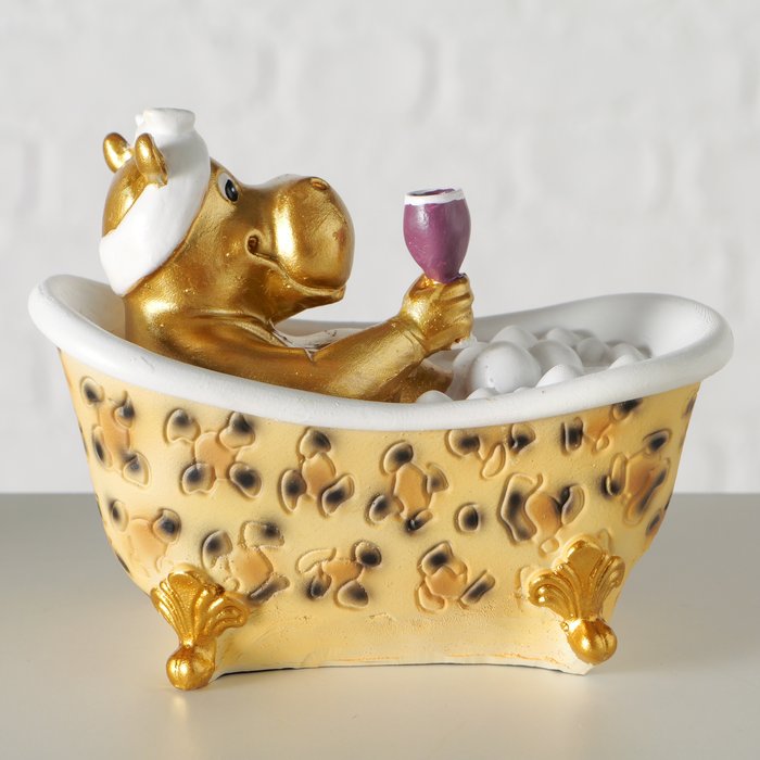 Dekoaufsteller Viviana 2er Set – handgefertigte Tierfiguren in Badewanne aus Kunstharz