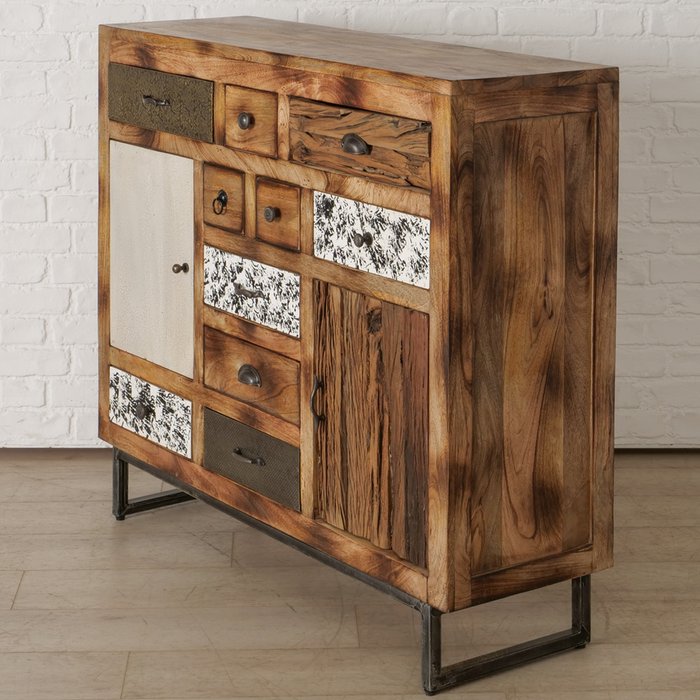 Schrank Gredoli aus Mango und recyceltem Holz im Usedlook