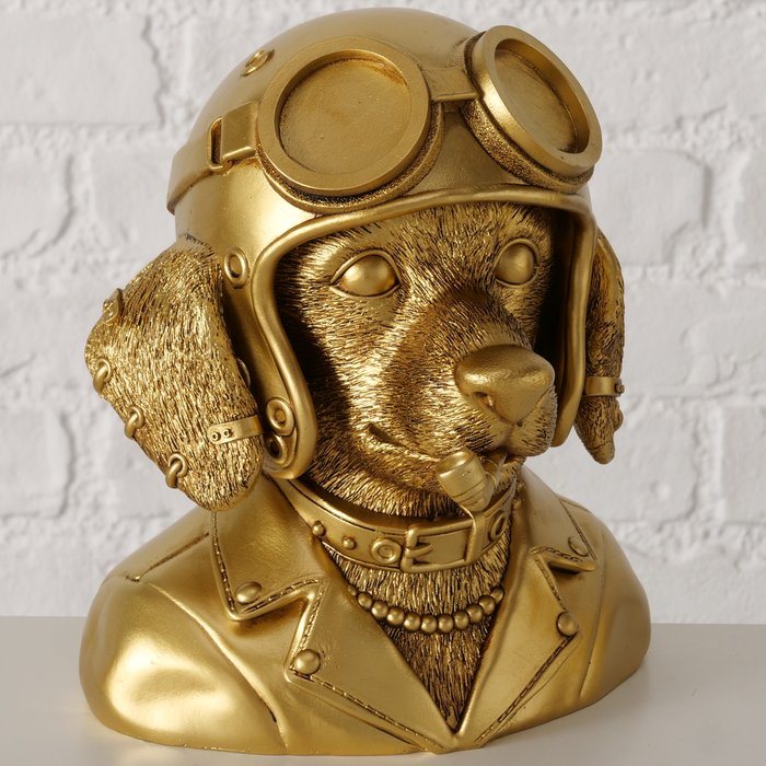 Dekoaufsteller Golden Aviator Dog – stilvolle Hundefigur im Pilotenlook