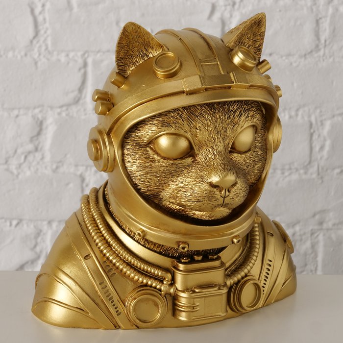 Dekoaufsteller Astronaut Cat – futuristische Katzenfigur in Gold