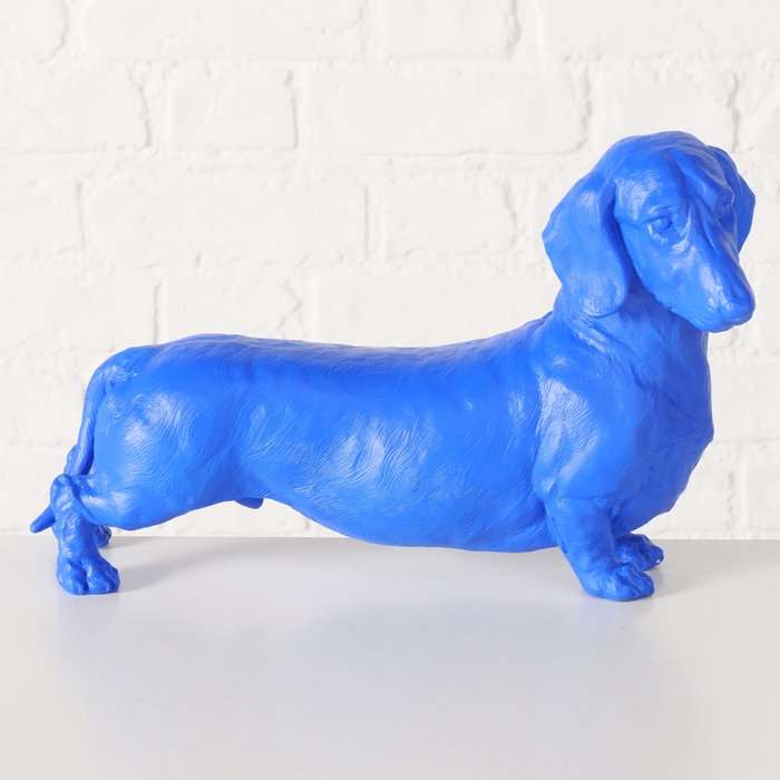 Figur Wuffy – moderner Dackel in elegantem Matt-Blau