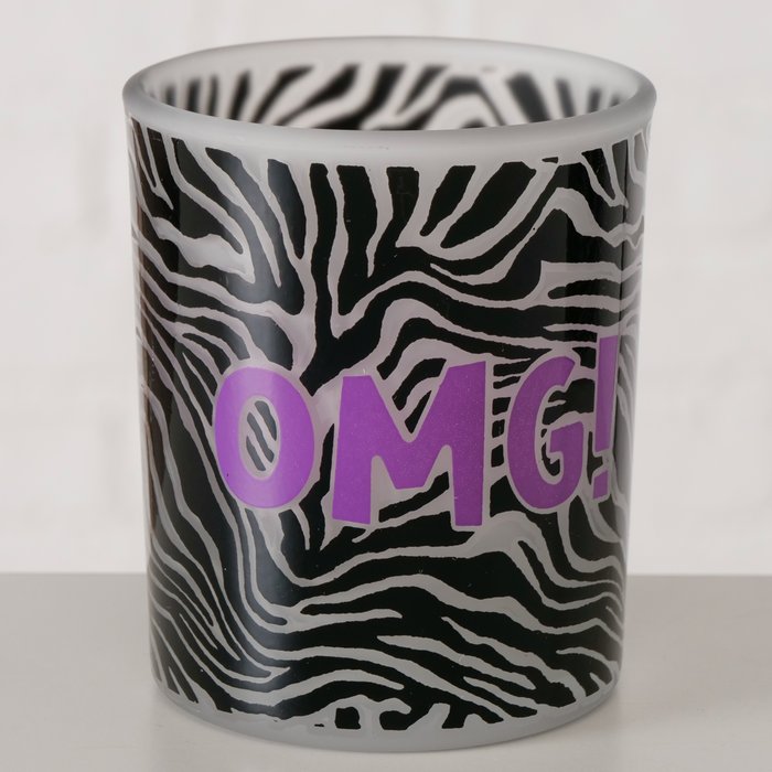 Windlicht Zebra OMG 2er Set aus Glas, modern mit Animal Print