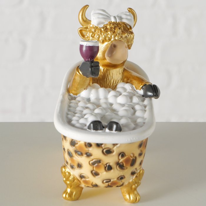 Dekoaufsteller Viviana 2er Set – handgefertigte Tierfiguren in Badewanne aus Kunstharz
