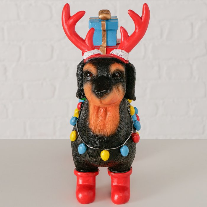 Dekofigur Hund Chase mit Geschenken, handgearbeitet, 21,5 cm hoch
