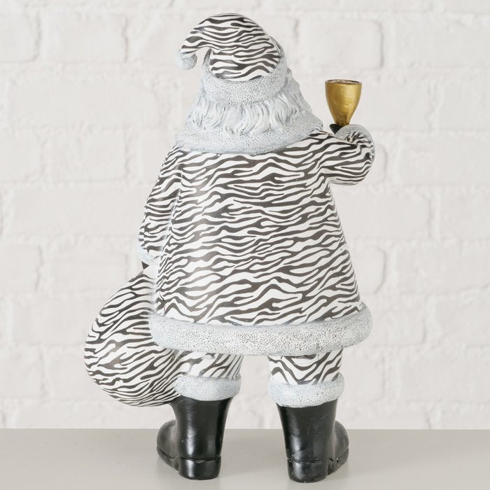 Weihnachtsfigur Santa Zebra aus Kunstharz, handgemalt, 30,5 cm hoch