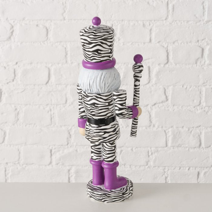 Nussknacker Zebra Design aus Kunstharz, handgemalt, 30,5 cm hoch
