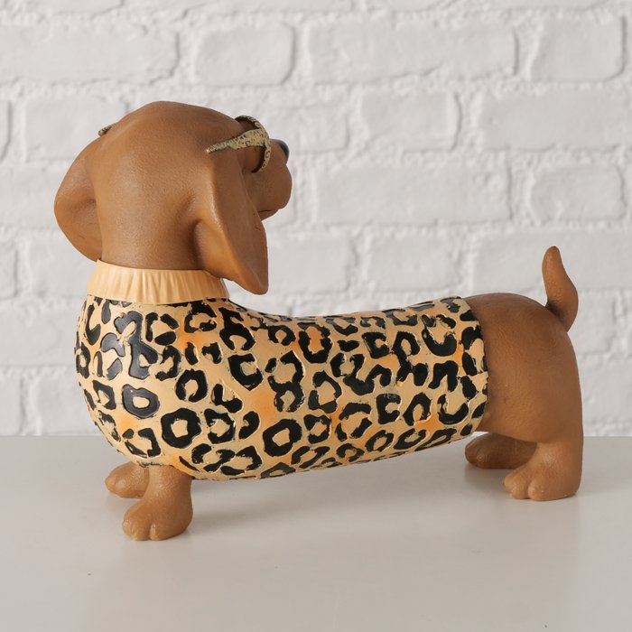 Dekofigur Hund Collyn mit Leo Design aus Kunstharz, handgearbeitet, 25 cm lang