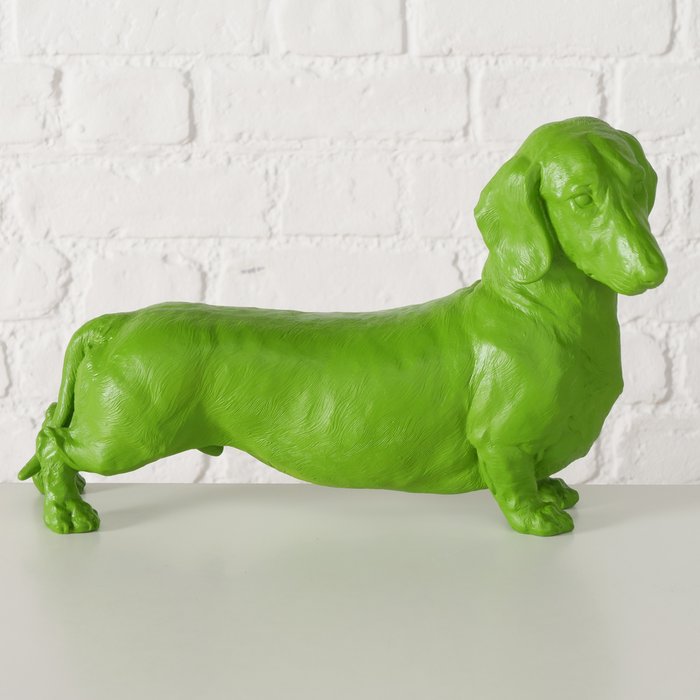 Figur Wuffy – Moderner Dackel in lebendigem Grün