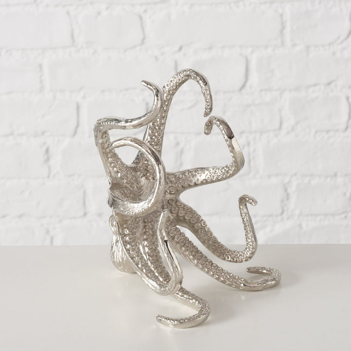 Flaschenträger Octo – dekorativer Flaschenhalter aus Aluminium in Silber