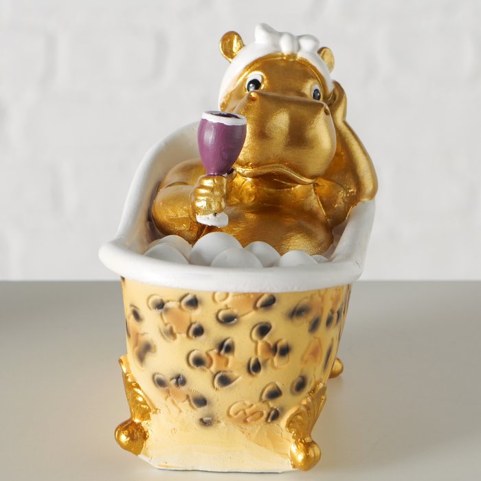 Dekoaufsteller Viviana 2er Set – handgefertigte Tierfiguren in Badewanne aus Kunstharz