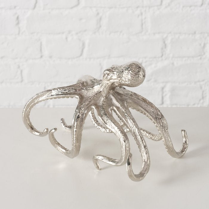 Flaschenträger Octo – dekorativer Flaschenhalter aus Aluminium in Silber