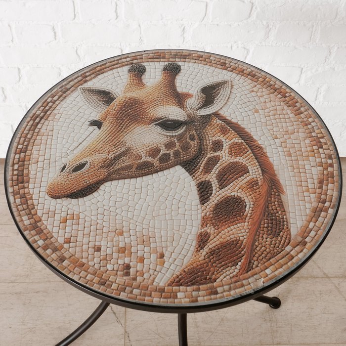 Beistelltisch Giraffe aus Metall mit Keramik Tischplatte
