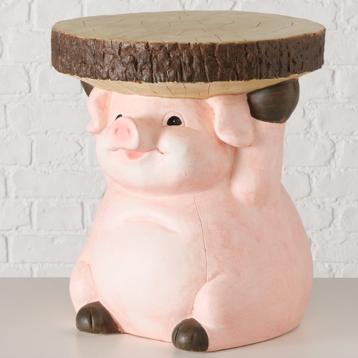 Tisch Piggy – Handgemalter Beistelltisch in Schweinform aus Keramik