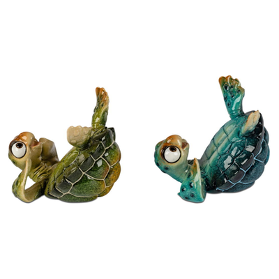 Dekofigur Schildkröten Harry als Handy-Halter 12cm Blau