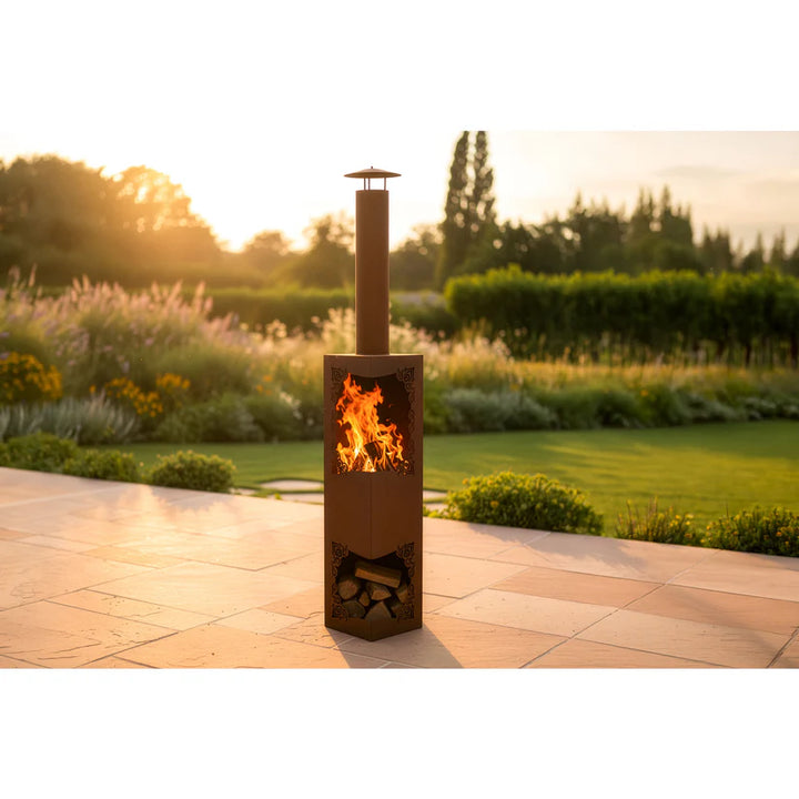 Terrassenofen aus Stahl – moderner Gartenofen für Terrasse und Outdoor Bereich