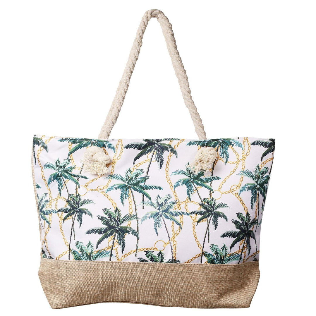 Strandtasche Palm Coast – sommerliche Schultertasche mit Palmenmotiv und Kettendesign